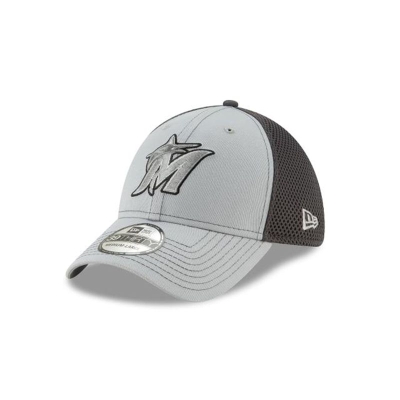 Miami Marlins Gorra | New Era MLB 2019 Neo 39thirty Stretch Fit Cap Mexico - Grises